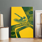 Personalized Australia Swimming Athlete Canvas Wall Art Bold Swimmer Silhouette With Indigenous Pattern Accents