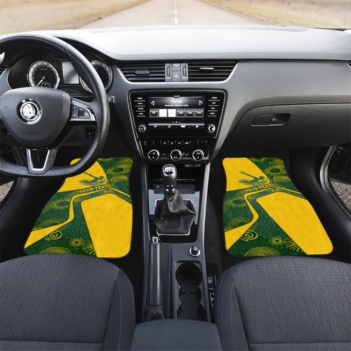 Personalized Australia Swimming Athlete Car Mats Bold Swimmer Silhouette With Indigenous Pattern Accents