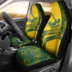 Personalized Australia Swimming Athlete Car Seat Cover Bold Swimmer Silhouette With Indigenous Pattern Accents