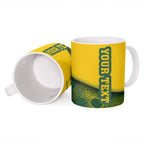Personalized Australia Swimming Athlete Ceramic Mug Bold Swimmer Silhouette With Indigenous Pattern Accents