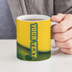 Personalized Australia Swimming Athlete Ceramic Mug Bold Swimmer Silhouette With Indigenous Pattern Accents