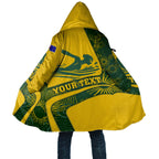 Personalized Australia Swimming Athlete Cloak Bold Swimmer Silhouette With Indigenous Pattern Accents