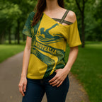 Personalized Australia Swimming Athlete Cross Shoulder Shirt Bold Swimmer Silhouette With Indigenous Pattern Accents