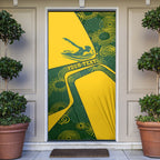 Personalized Australia Swimming Athlete Door Cover Bold Swimmer Silhouette With Indigenous Pattern Accents