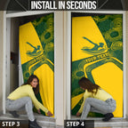 Personalized Australia Swimming Athlete Door Cover Bold Swimmer Silhouette With Indigenous Pattern Accents