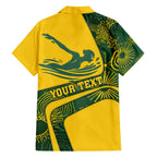 Personalized Australia Swimming Athlete Family Matching Mermaid Dress and Hawaiian Shirt Bold Swimmer Silhouette With Indigenous Pattern Accents
