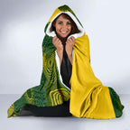 Personalized Australia Swimming Athlete Hooded Blanket Bold Swimmer Silhouette With Indigenous Pattern Accents