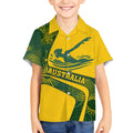 Personalized Australia Swimming Athlete Kid Hawaiian Shirt Bold Swimmer Silhouette With Indigenous Pattern Accents