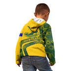 Personalized Australia Swimming Athlete Kid Hoodie Bold Swimmer Silhouette With Indigenous Pattern Accents