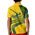 Personalized Australia Swimming Athlete Kid Polo Shirt Bold Swimmer Silhouette With Indigenous Pattern Accents