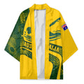 Personalized Australia Swimming Athlete Kimono Bold Swimmer Silhouette With Indigenous Pattern Accents