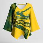 Personalized Australia Swimming Athlete Kimono Sleeve Blouse Bold Swimmer Silhouette With Indigenous Pattern Accents