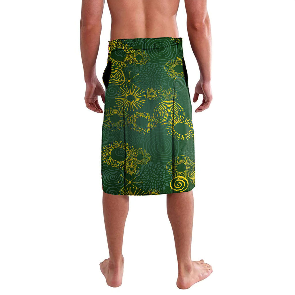 Personalized Australia Swimming Athlete Lavalava Bold Swimmer Silhouette With Indigenous Pattern Accents