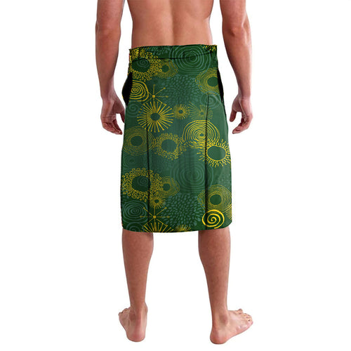 Personalized Australia Swimming Athlete Lavalava Bold Swimmer Silhouette With Indigenous Pattern Accents