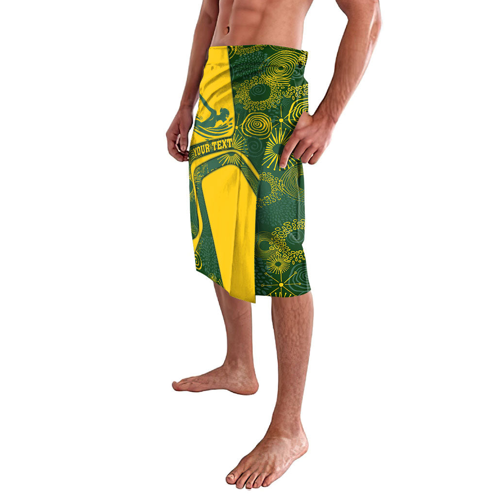 Personalized Australia Swimming Athlete Lavalava Bold Swimmer Silhouette With Indigenous Pattern Accents