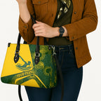 Personalized Australia Swimming Athlete Leather Bag Bold Swimmer Silhouette With Indigenous Pattern Accents