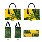 Personalized Australia Swimming Athlete Leather Bag Bold Swimmer Silhouette With Indigenous Pattern Accents