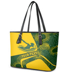 Personalized Australia Swimming Athlete Leather Tote Bag Bold Swimmer Silhouette With Indigenous Pattern Accents