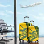 Personalized Australia Swimming Athlete Luggage Cover Bold Swimmer Silhouette With Indigenous Pattern Accents