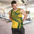 Personalized Australia Swimming Athlete Men Tank Top Bold Swimmer Silhouette With Indigenous Pattern Accents
