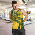 Personalized Australia Swimming Athlete Men Tank Top Bold Swimmer Silhouette With Indigenous Pattern Accents