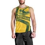 Personalized Australia Swimming Athlete Men Tank Top Bold Swimmer Silhouette With Indigenous Pattern Accents