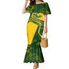 Personalized Australia Swimming Athlete Mermaid Dress Bold Swimmer Silhouette With Indigenous Pattern Accents