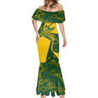 Personalized Australia Swimming Athlete Mermaid Dress Bold Swimmer Silhouette With Indigenous Pattern Accents