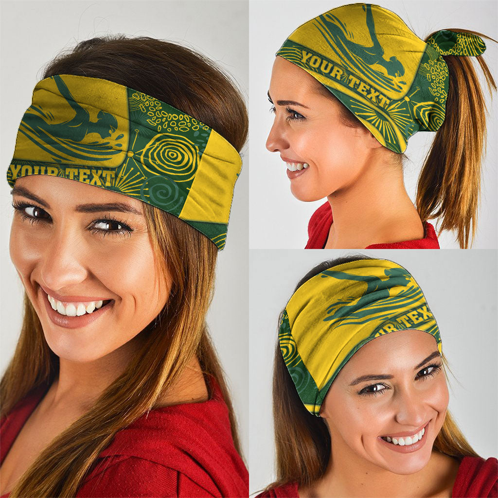 Personalized Australia Swimming Athlete Neck Gaiter Bold Swimmer Silhouette With Indigenous Pattern Accents