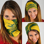 Personalized Australia Swimming Athlete Neck Gaiter Bold Swimmer Silhouette With Indigenous Pattern Accents