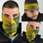 Personalized Australia Swimming Athlete Neck Gaiter Bold Swimmer Silhouette With Indigenous Pattern Accents