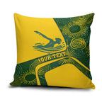 Personalized Australia Swimming Athlete Pillow Cover Bold Swimmer Silhouette With Indigenous Pattern Accents