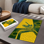 Personalized Australia Swimming Athlete Puzzle Bold Swimmer Silhouette With Indigenous Pattern Accents