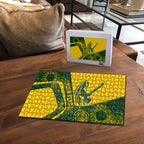 Personalized Australia Swimming Athlete Puzzle Bold Swimmer Silhouette With Indigenous Pattern Accents