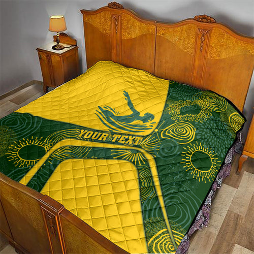 Personalized Australia Swimming Athlete Quilt Bold Swimmer Silhouette With Indigenous Pattern Accents