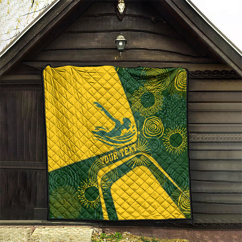 Personalized Australia Swimming Athlete Quilt Bold Swimmer Silhouette With Indigenous Pattern Accents