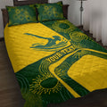 Personalized Australia Swimming Athlete Quilt Bed Set Bold Swimmer Silhouette With Indigenous Pattern Accents