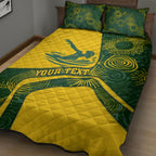 Personalized Australia Swimming Athlete Quilt Bed Set Bold Swimmer Silhouette With Indigenous Pattern Accents