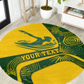 Personalized Australia Swimming Athlete Round Carpet Bold Swimmer Silhouette With Indigenous Pattern Accents