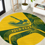 Personalized Australia Swimming Athlete Round Carpet Bold Swimmer Silhouette With Indigenous Pattern Accents