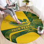 Personalized Australia Swimming Athlete Round Carpet Bold Swimmer Silhouette With Indigenous Pattern Accents