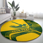 Personalized Australia Swimming Athlete Round Carpet Bold Swimmer Silhouette With Indigenous Pattern Accents
