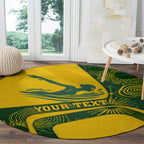 Personalized Australia Swimming Athlete Round Carpet Bold Swimmer Silhouette With Indigenous Pattern Accents