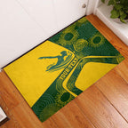 Personalized Australia Swimming Athlete Rubber Doormat Bold Swimmer Silhouette With Indigenous Pattern Accents