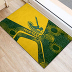 Personalized Australia Swimming Athlete Rubber Doormat Bold Swimmer Silhouette With Indigenous Pattern Accents