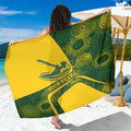 Personalized Australia Swimming Athlete Sarong Bold Swimmer Silhouette With Indigenous Pattern Accents