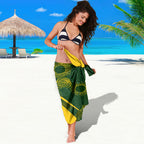 Personalized Australia Swimming Athlete Sarong Bold Swimmer Silhouette With Indigenous Pattern Accents