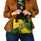 Personalized Australia Swimming Athlete Shoulder Handbag Bold Swimmer Silhouette With Indigenous Pattern Accents