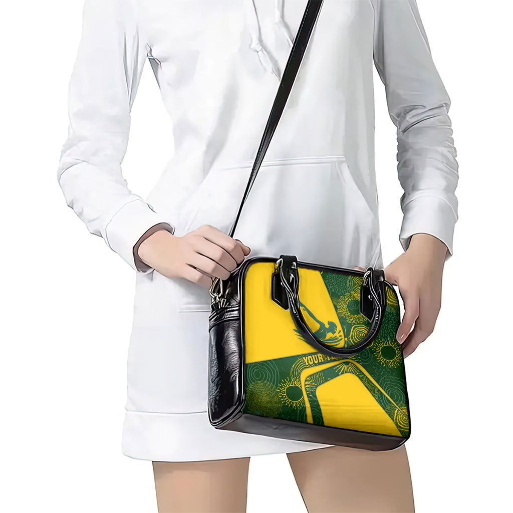 Personalized Australia Swimming Athlete Shoulder Handbag Bold Swimmer Silhouette With Indigenous Pattern Accents