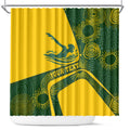 Personalized Australia Swimming Athlete Shower Curtain Bold Swimmer Silhouette With Indigenous Pattern Accents